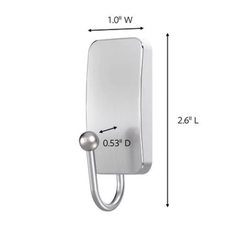 3M Command 1.18 in. L Satin Nickel Silver Adhesive Hook