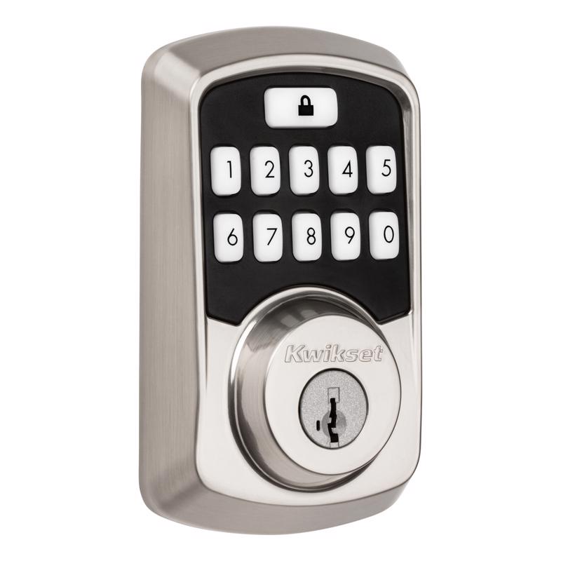 Kwikset SmartKey Aura Satin Nickel Metal Bluetooth Keypad Entry Smart Lock