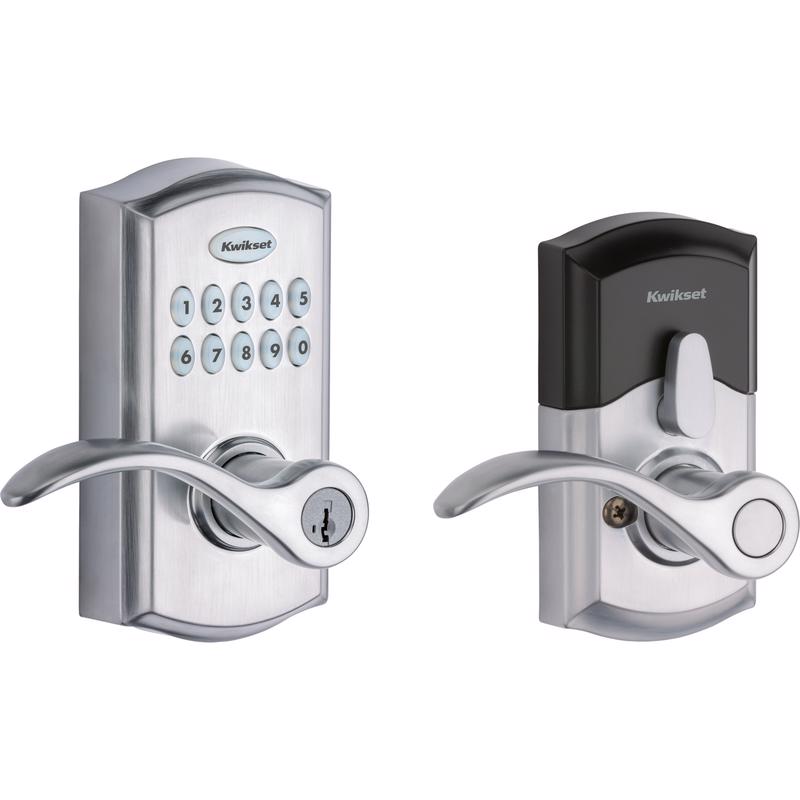 Kwikset SmartKey Satin Chrome Metal Electronic Touch Pad Entry Lever