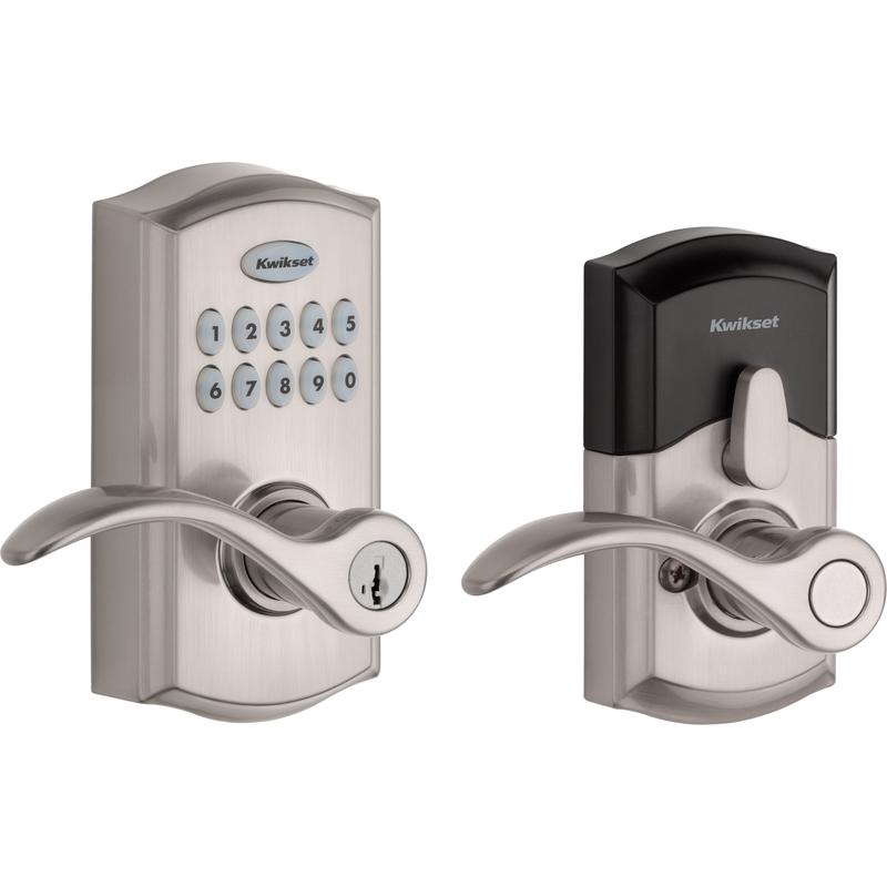 Kwikset SmartKey Satin Nickel Metal Electronic Touch Pad Entry Lever
