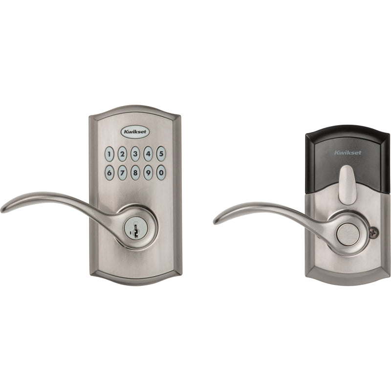 Kwikset SmartKey Satin Nickel Metal Electronic Touch Pad Entry Lever