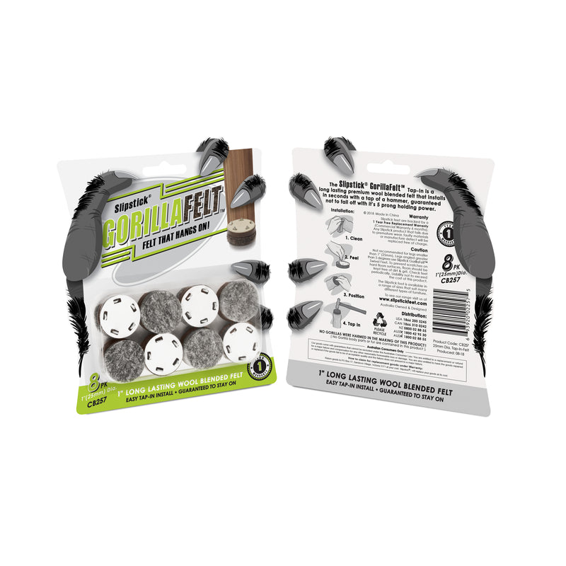 Slipstick GorillaFelt Brown/Gray 1 in. Tap-On Felt Chair Glide 8 pk