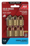 Ace 3/4 in. H X 3/4 in. W X 7/16 in. L Brass Double Locking Padlock Keyed Alike