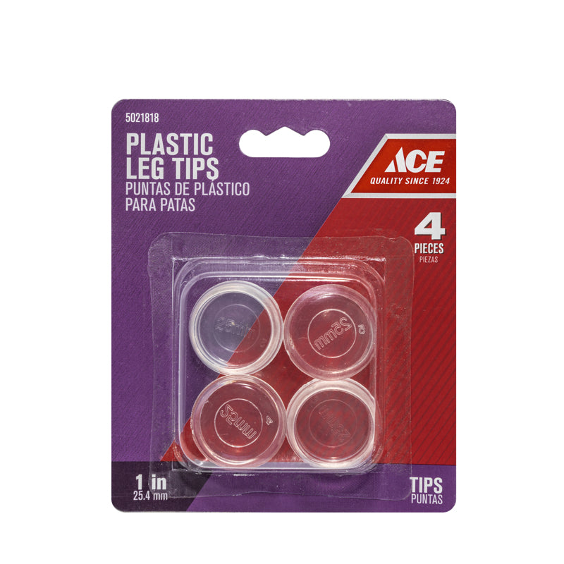 LEG TIP CLR RND 1" 4PK