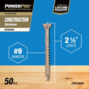 Hillman Power Pro No. 9 X 2-1/2 in. L Star Wood Screws 50 pk