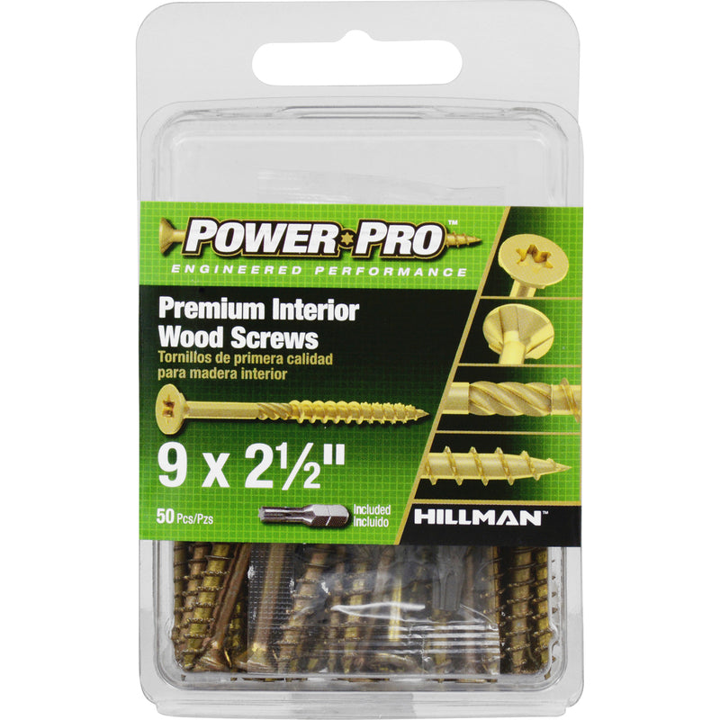 Hillman Power Pro No. 9 X 2-1/2 in. L Star Wood Screws 50 pk