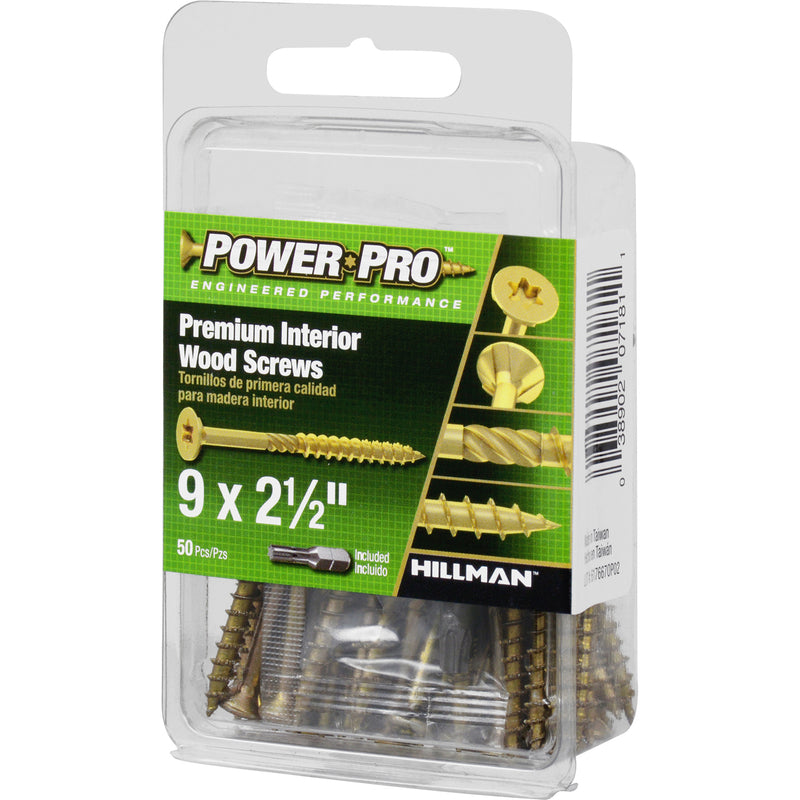 Hillman Power Pro No. 9 X 2-1/2 in. L Star Wood Screws 50 pk