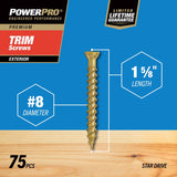 Hillman Power Pro No. 8 X 1-5/8 in. L Star Trim Screws 75 pk