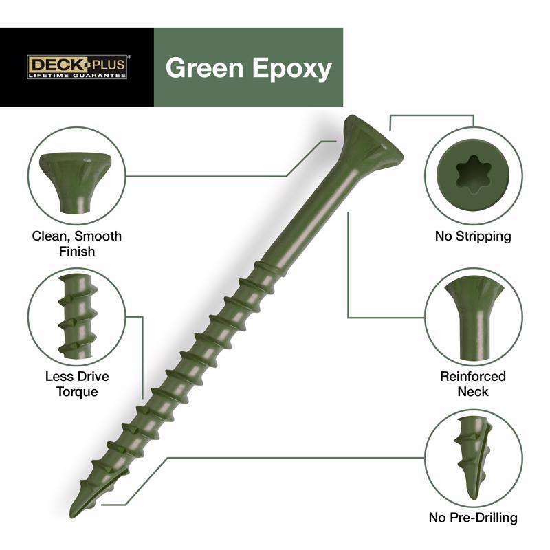 Deck Plus No. 10 X 2-1/2 in. L Green Star Flat Head Exterior Deck Screws 1 lb 1 pk