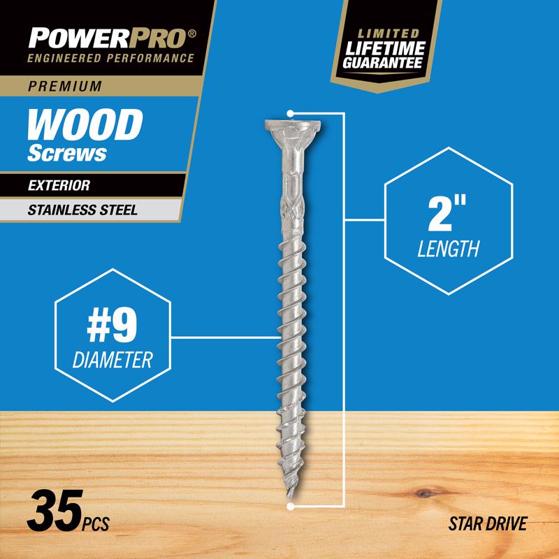 Hillman Power Pro No. 9 X 2 in. L Star Flat Head Exterior Deck Screws 35 pk