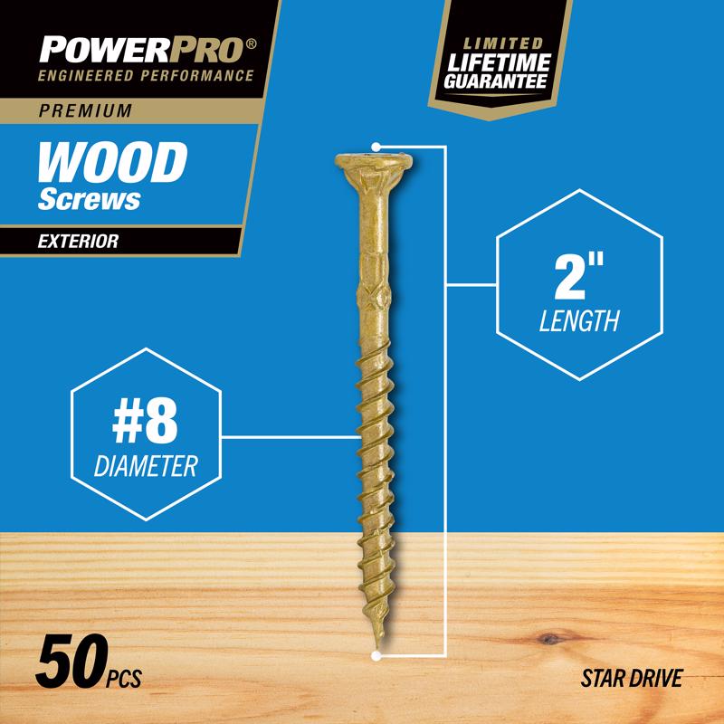 Hillman Power Pro No. 8 X 2 in. L Star Flat Head Exterior Deck Screws 50 pk