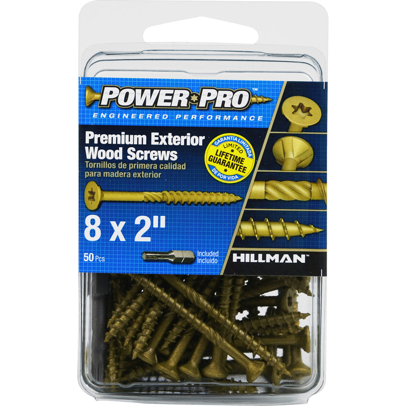 Hillman Power Pro No. 8 X 2 in. L Star Flat Head Exterior Deck Screws 50 pk