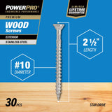 Hillman Power Pro No. 10 X 2-1/2 in. L Star Flat Head Exterior Deck Screws 30 pk