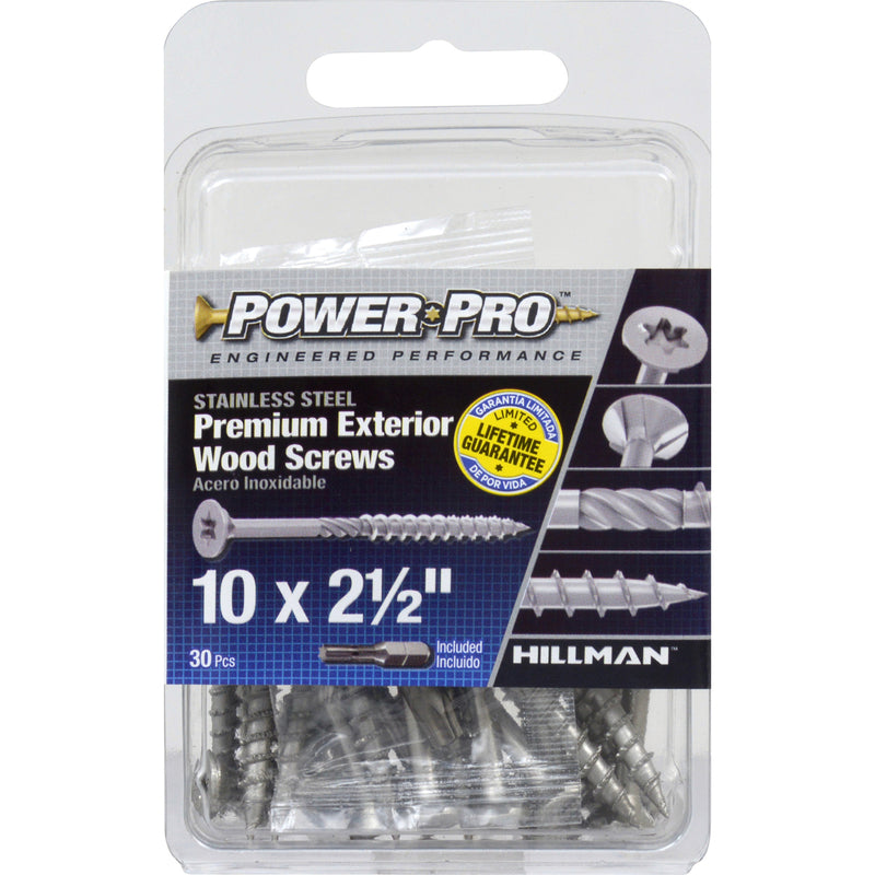 Hillman Power Pro No. 10 X 2-1/2 in. L Star Flat Head Exterior Deck Screws 30 pk
