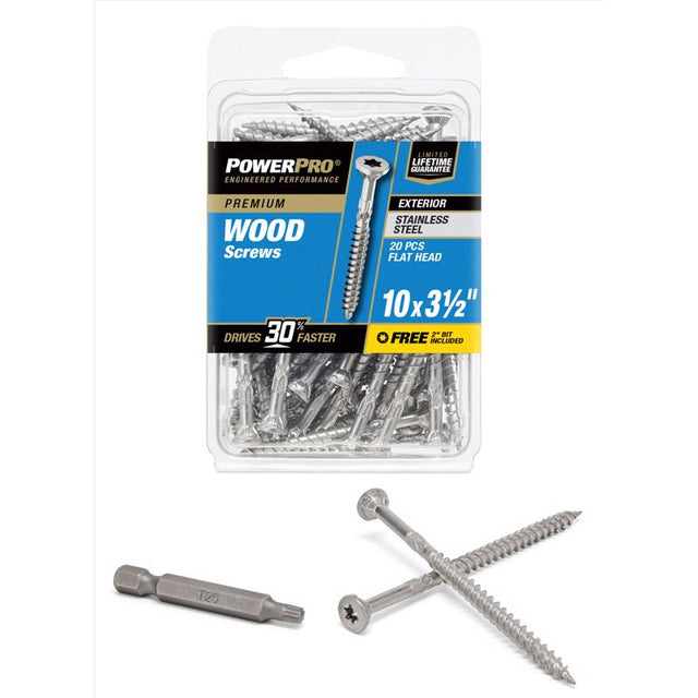 DCK SCRW 10X3.5" 20PK SS