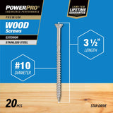 Hillman Power Pro No. 10 X 3-1/2 in. L Star Exterior Wood Screw 20 pk