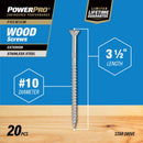 Hillman Power Pro No. 10 X 3-1/2 in. L Star Exterior Wood Screw 20 pk