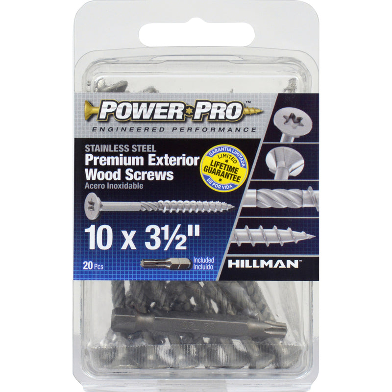 Hillman Power Pro No. 10 X 3-1/2 in. L Star Exterior Wood Screw 20 pk