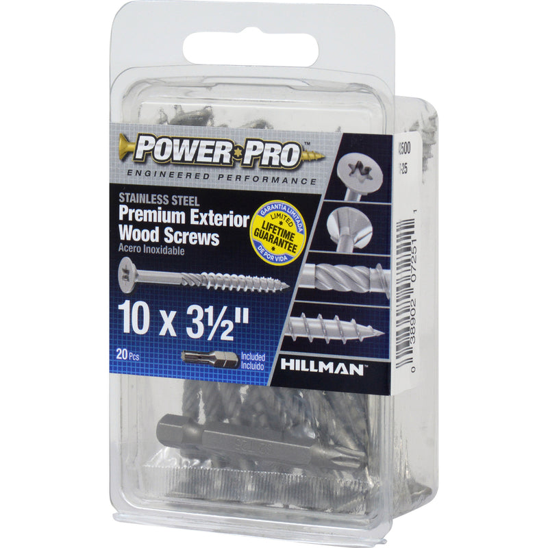 Hillman Power Pro No. 10 X 3-1/2 in. L Star Exterior Wood Screw 20 pk