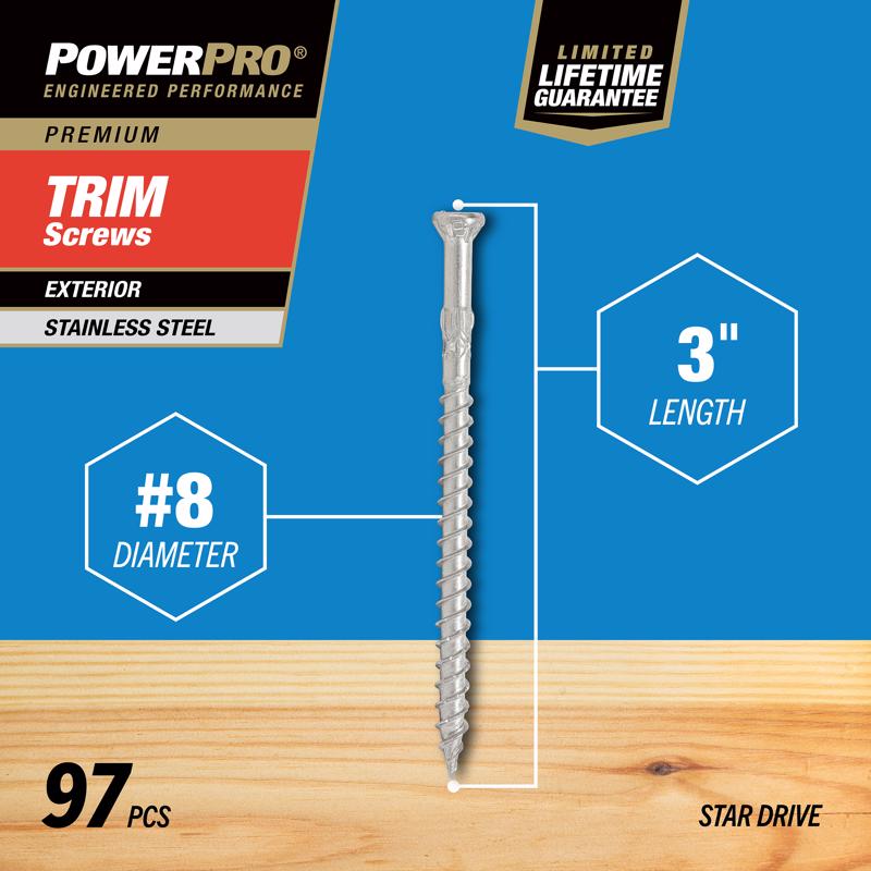 Hillman Power Pro No. 8 X 3 in. L Star Trim Screws 1 lb