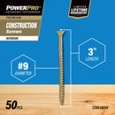 Hillman Power Pro No. 9 X 3 in. L Star Wood Screws 50 pk
