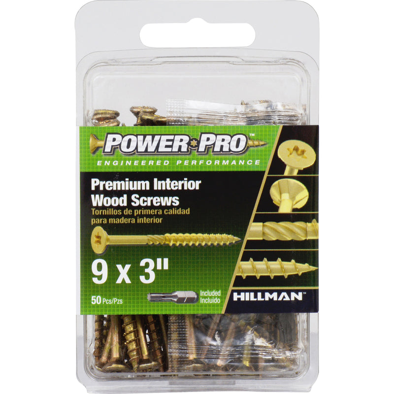Hillman Power Pro No. 9 X 3 in. L Star Wood Screws 50 pk