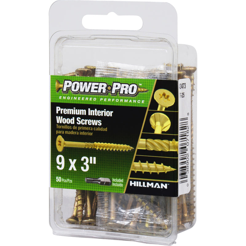 Hillman Power Pro No. 9 X 3 in. L Star Wood Screws 50 pk