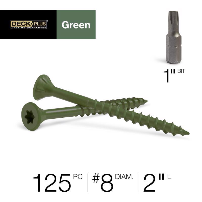 Deck Plus No. 8 X 2 in. L Green Star Flat Head Exterior Deck Screws 1 lb