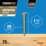 Hillman Power Pro No. 8 X 1-1/4 in. L Star Wood Screws 75 pk