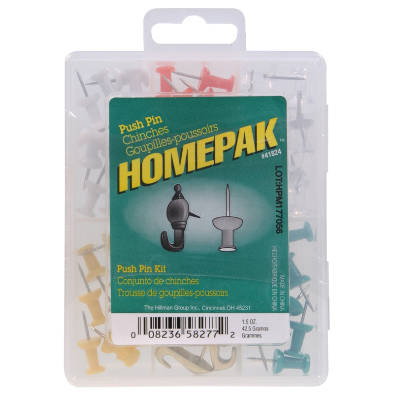 Homepak Assorted Push Pins 100 pk