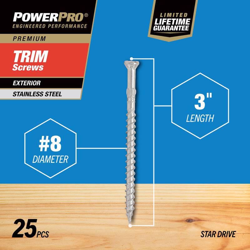 Hillman Power Pro No. 8 X 3 in. L Star Trim Screws 25 pk