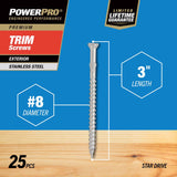 Hillman Power Pro No. 8 X 3 in. L Star Trim Screws 25 pk
