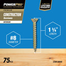 Hillman Power Pro No. 8 X 1-3/4 in. L Star Wood Screws 75 pk