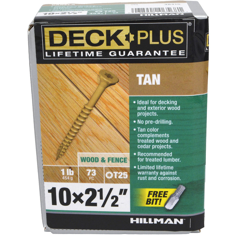 Deck Plus No. 10 X 2-1/2 in. L Tan Star Flat Head Exterior Deck Screws 1 lb