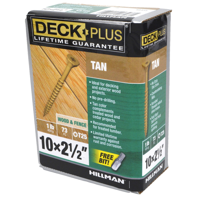 Deck Plus No. 10 X 2-1/2 in. L Tan Star Flat Head Exterior Deck Screws 1 lb