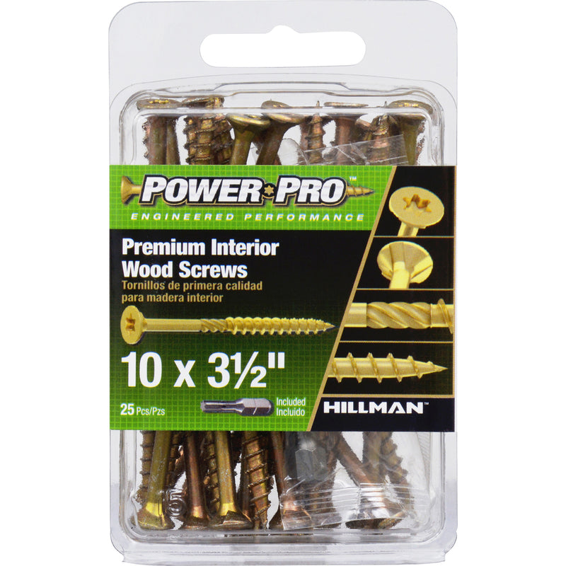 Hillman Power Pro No. 10 X 3-1/2 in. L Star Wood Screws 25 pk