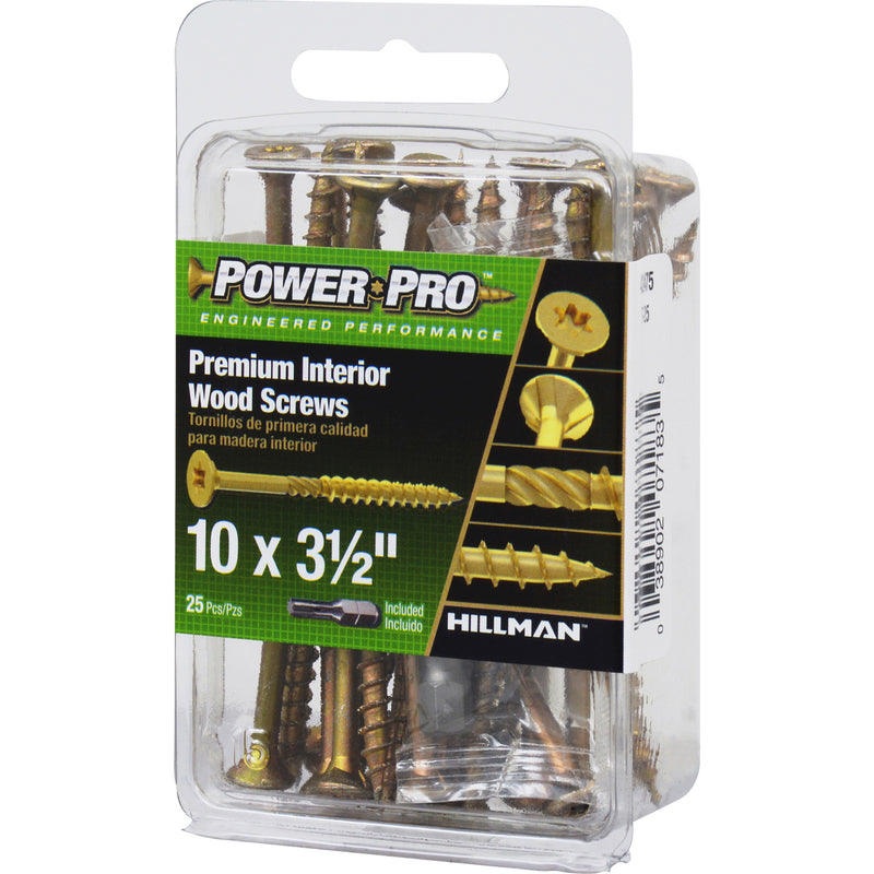 Hillman Power Pro No. 10 X 3-1/2 in. L Star Wood Screws 25 pk
