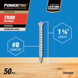Hillman Power Pro No. 8 X 1-5/8 in. L Star Trim Screws 50 pk