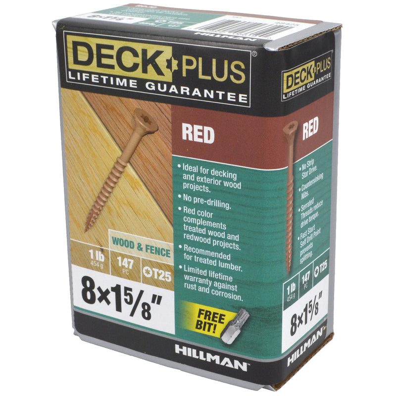 Deck Plus No. 8 X 1-5/8 in. L Red Star Flat Head Exterior Deck Screws 1 lb 1 pk