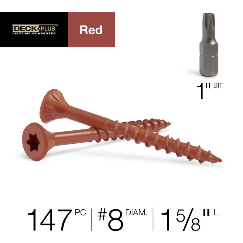Deck Plus No. 8 X 1-5/8 in. L Red Star Flat Head Exterior Deck Screws 1 lb 1 pk