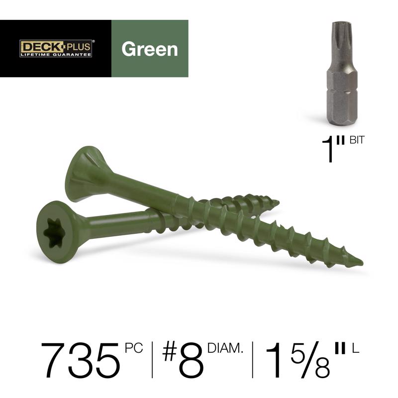 Deck Plus No. 8 X 1-5/8 in. L Green Star Flat Head Exterior Deck Screws 5 lb