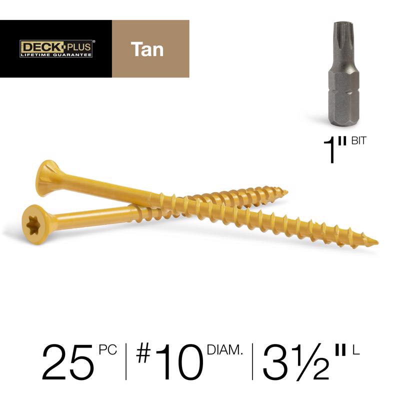 Deck Plus No. 10 X 3-1/2 in. L Tan Star Flat Head Exterior Deck Screws 25 pk