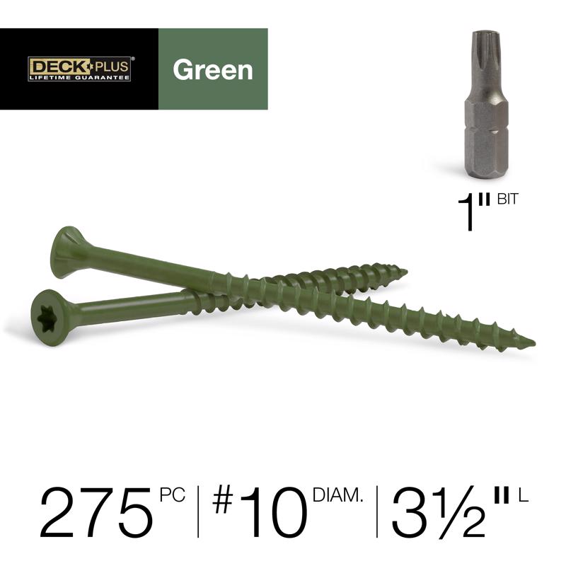 Deck Plus No. 10 X 3-1/2 in. L Green Star Flat Head Exterior Deck Screws 5 lb