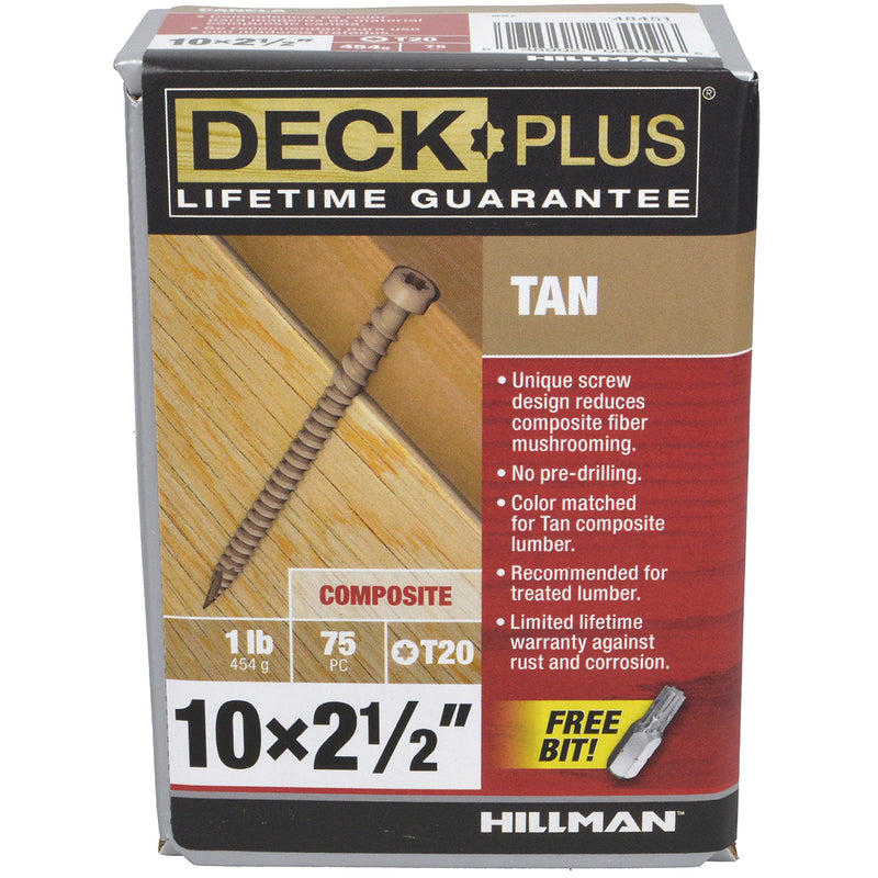 Deck Plus No. 10 X 2-1/2 in. L Tan Star Flat Head Composite Deck Screws 1 lb