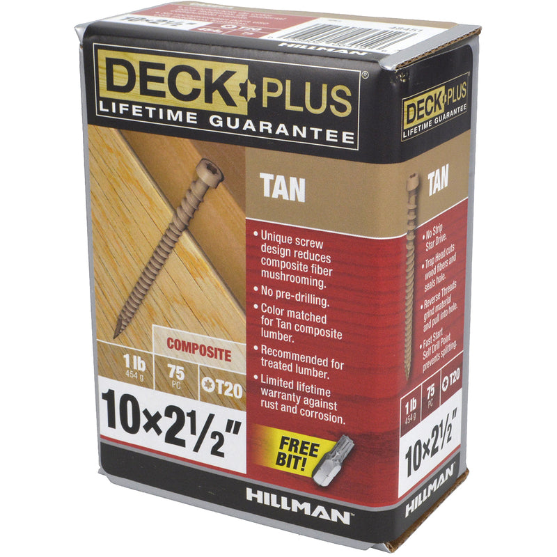 Deck Plus No. 10 X 2-1/2 in. L Tan Star Flat Head Composite Deck Screws 1 lb