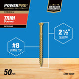 Hillman Power Pro No. 8 X 2-1/2 in. L Star Trim Screws 50 pk