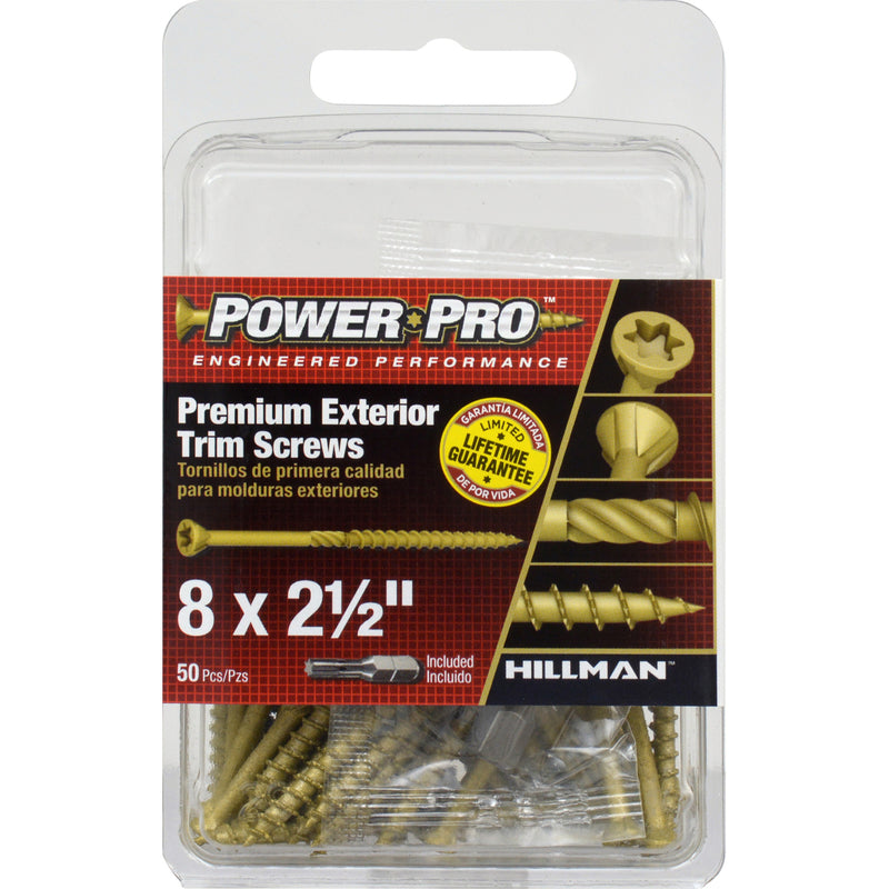 Hillman Power Pro No. 8 X 2-1/2 in. L Star Trim Screws 50 pk