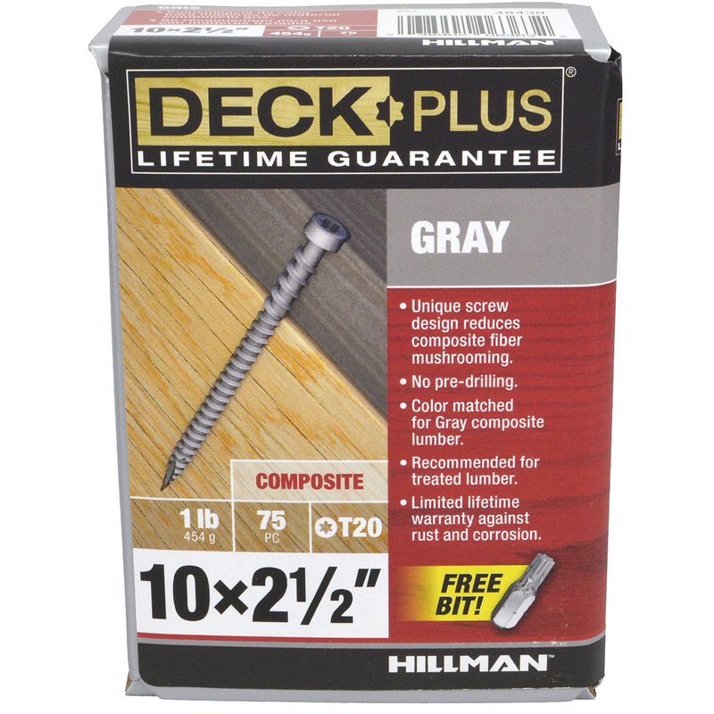 Deck Plus No. 10 X 2-1/2 in. L Gray Star Flat Head Composite Deck Screws 1 lb
