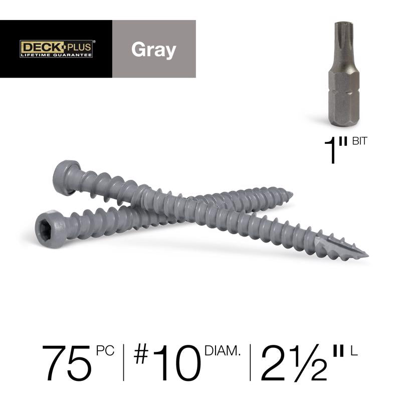 Deck Plus No. 10 X 2-1/2 in. L Gray Star Flat Head Composite Deck Screws 1 lb