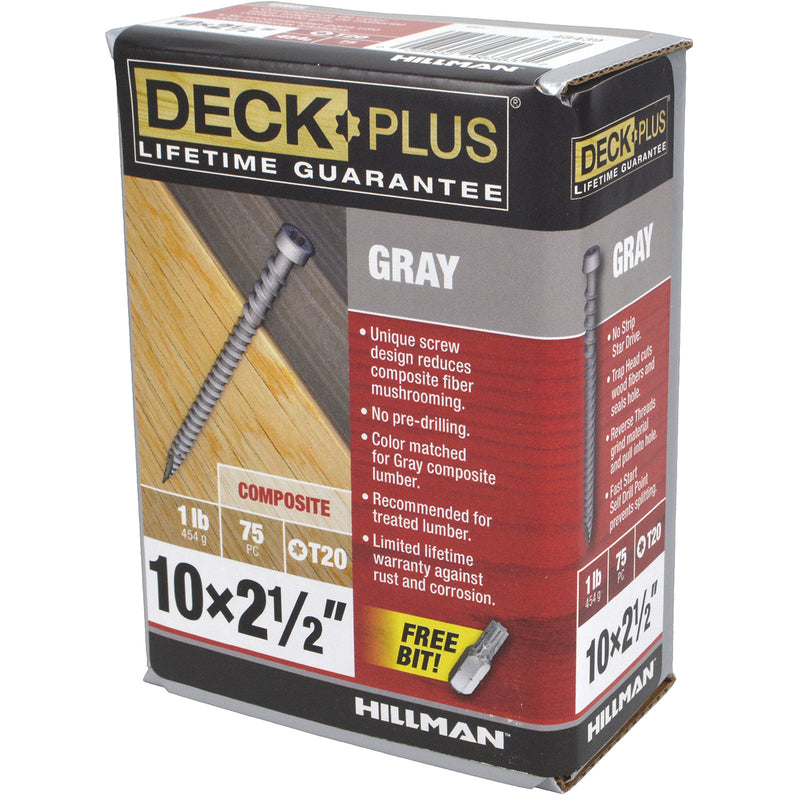 Deck Plus No. 10 X 2-1/2 in. L Gray Star Flat Head Composite Deck Screws 1 lb